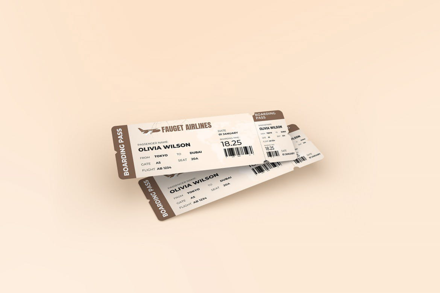 4861 3款门票卡券抽奖券机票设计PS样机 Airlines Ticket Mockup@GOOODME.COM