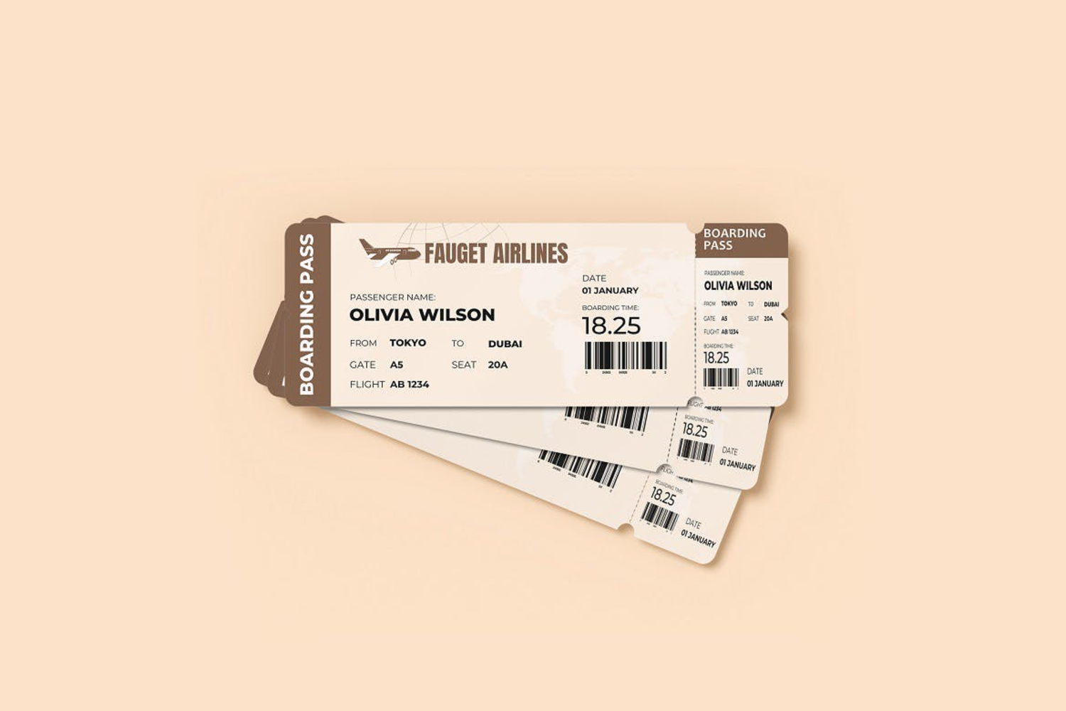 4861 3款门票卡券抽奖券机票设计PS样机 Airlines Ticket Mockup@GOOODME.COM