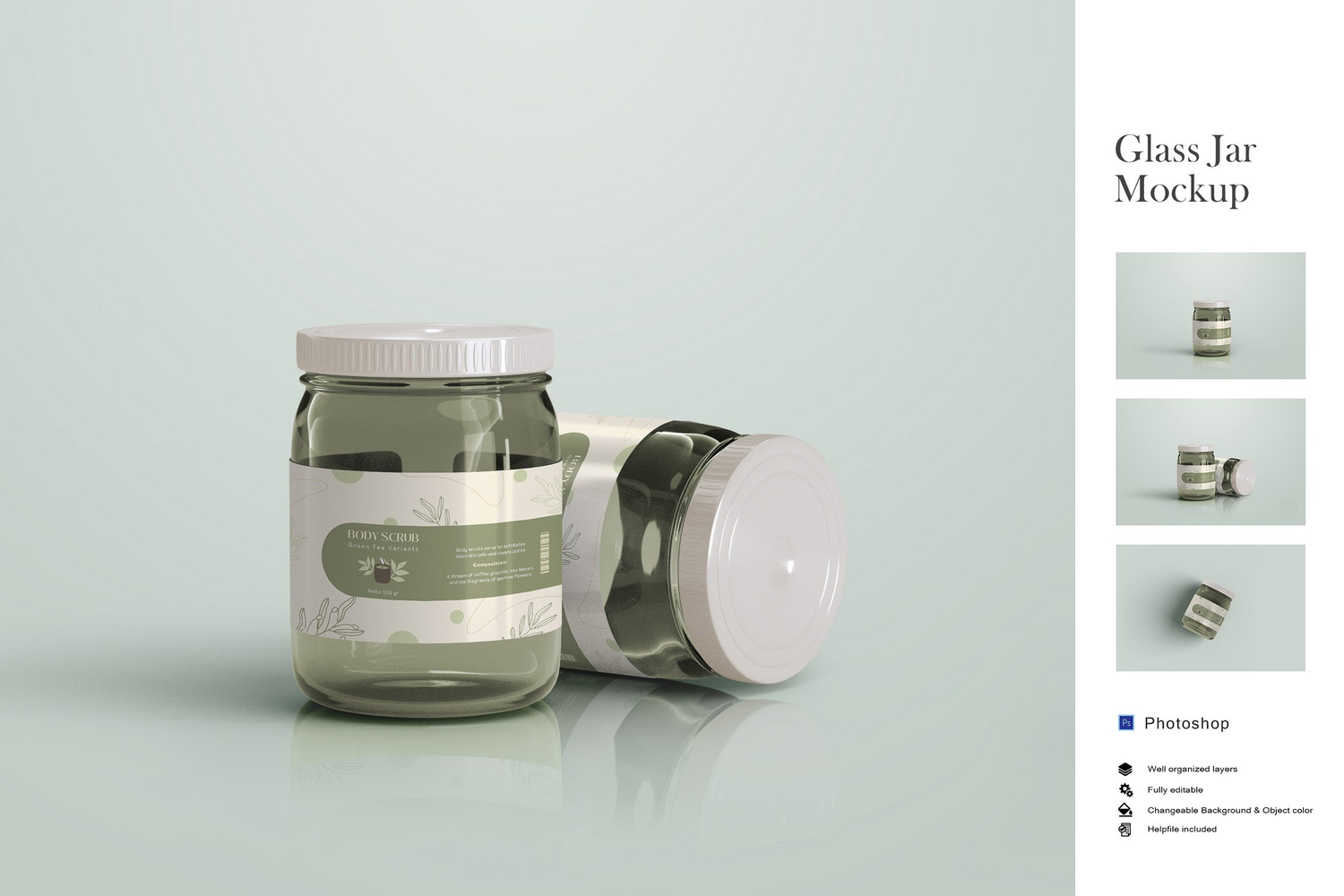 4862 3款透明蜜蜂塑料玻璃罐包装设计PS样机 Glass Jar Mockup@GOOODME.COM