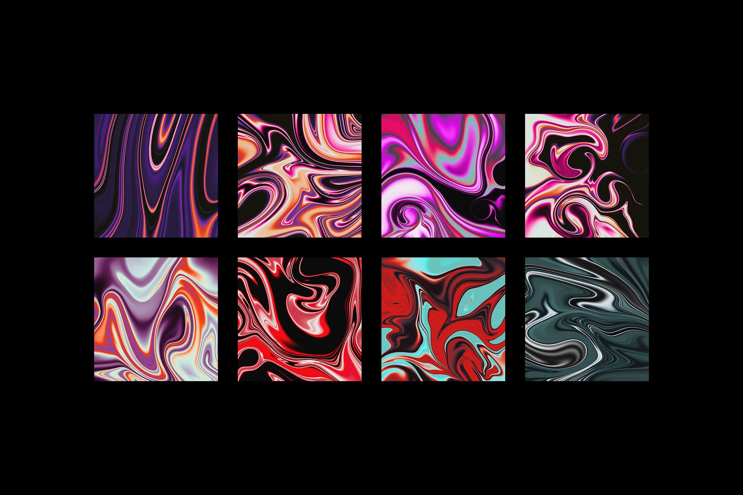 4871 32款潮流复古迷幻金属反光液体抽象艺术海报背景底纹图片设计素材 Iridescence Liquid Textures Kit