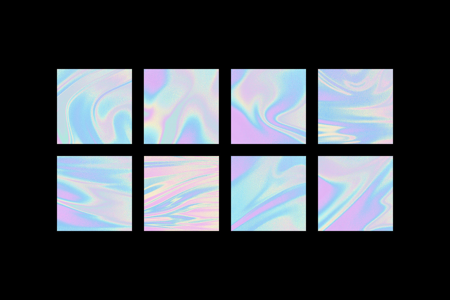4872 64款潮流抽象艺术迷幻液体彩虹金属全息海报背景底纹图片设计素材 Holographic Mood Textures
