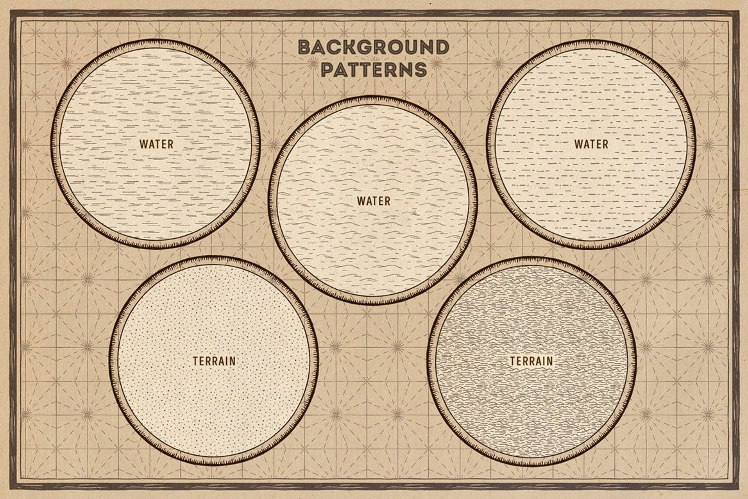 4878 复古手绘大航海时代地图AI矢量元素包Magic Lands – Vintage Map Creator