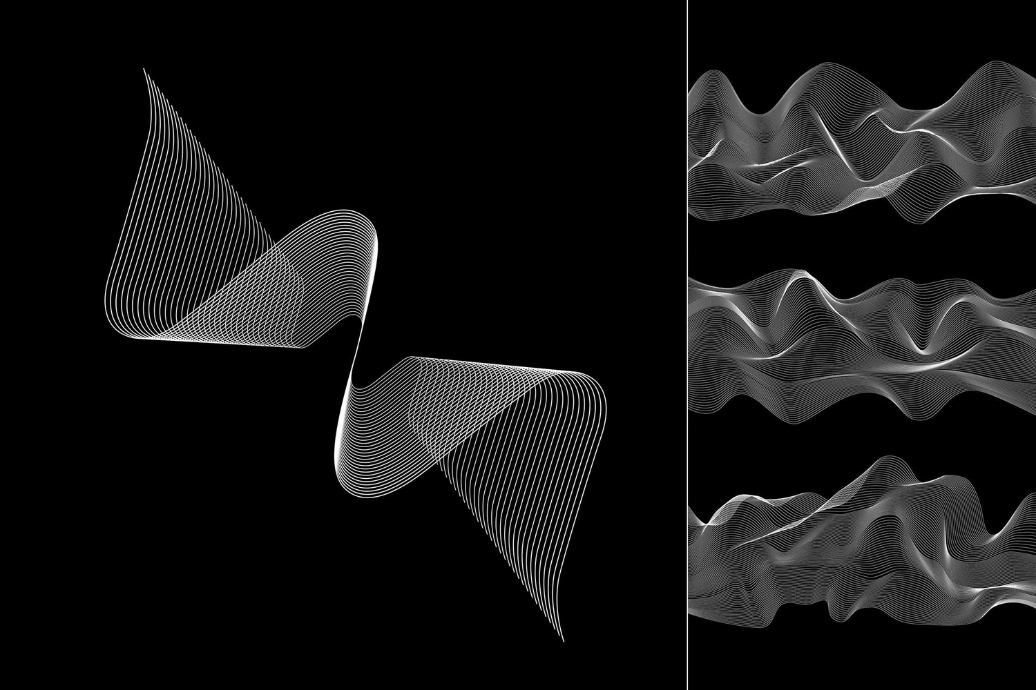 4879 50款未来科技科幻抽象艺术几何网格流体编织AI矢量元素背景设计套装Abstract Twirls Elements Pack
