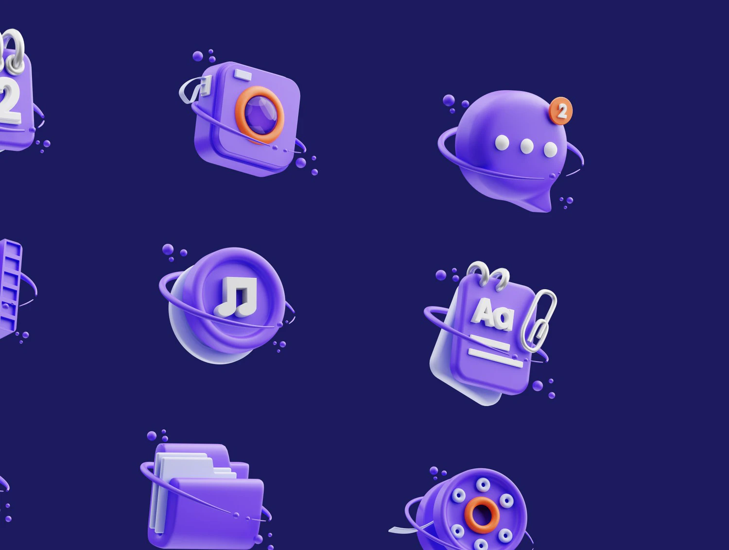 4883 15款用户界面多媒体3D免抠图标PNG素材 User interface 3D Icons