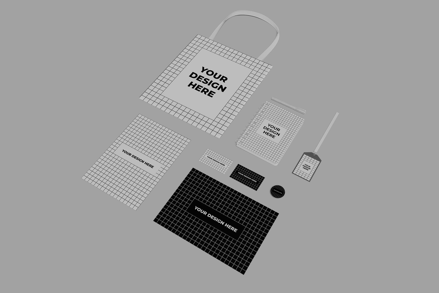 4893 8款品牌文具vi应用营销展示模型设计贴图ps样机素材模板 Event Stationery Pack Mockup@GOOODME.COM