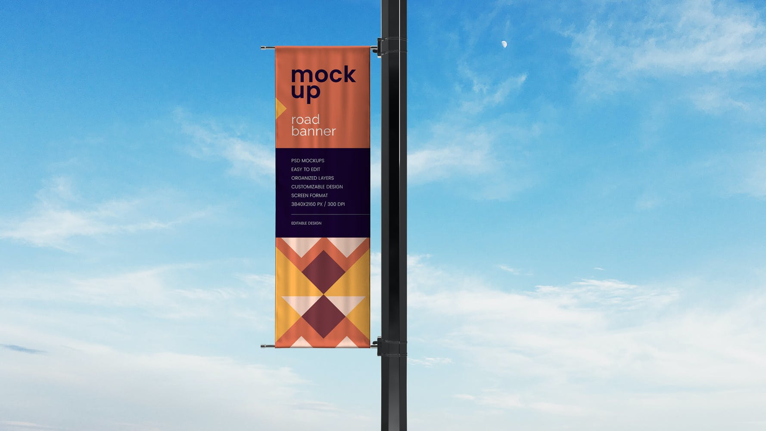 4900 3款户外广告展示道旗路灯旗帜设计PS样机 Street Pole Banner Mockup Set@GOOODME.COM