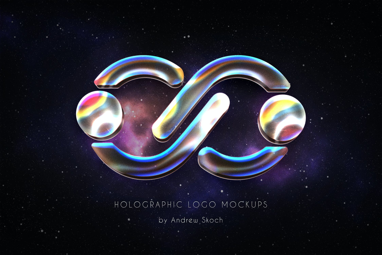 4903 6款潮流复古镭射3D立体金属字logo标识特效字ps样机设计素材模板 Holographic Logo Mockups@GOOODME.COM