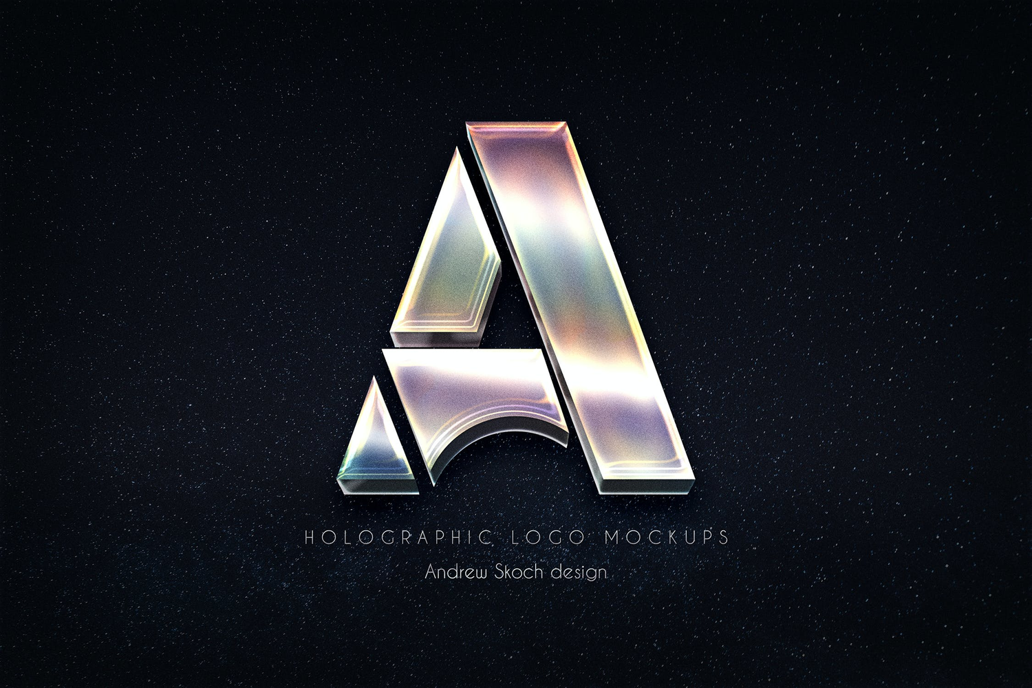 4903 6款潮流复古镭射3D立体金属字logo标识特效字ps样机设计素材模板 Holographic Logo Mockups@GOOODME.COM