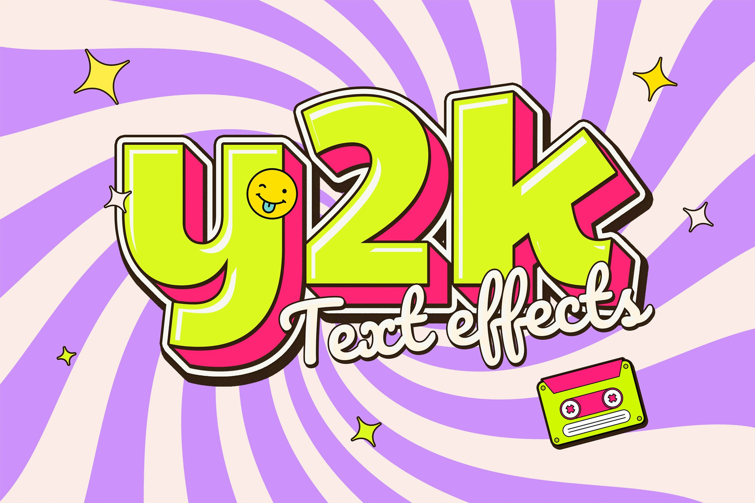 4904 6款复古Y2K缤纷3D卡通POP立体字海报标题特效字ps样机素材模板 Y2k Text Effects@GOOODME.COM