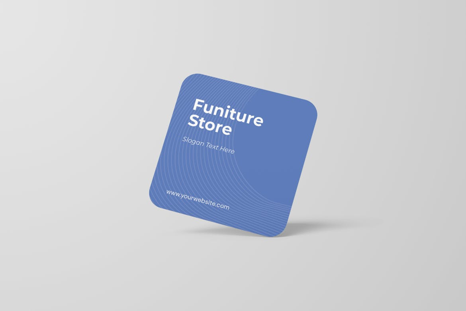 4905 4款圆角方形卡片杯垫设计PS样机 Rounded Square Business Card Mockup@GOOODME.COM