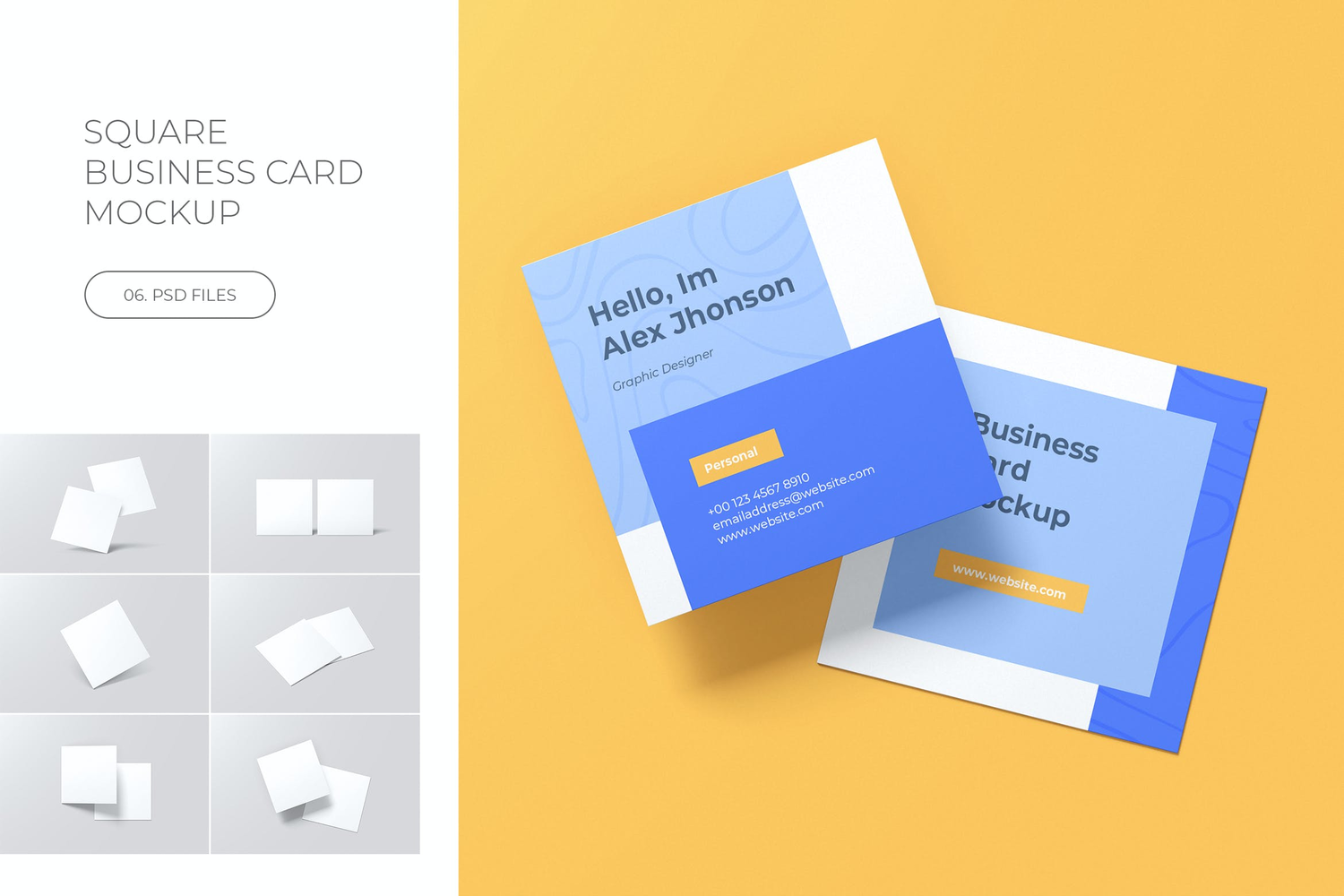 4909 6款正方形卡片名片印刷纸卡设计PS样机 Square Business Card Mockup@GOOODME.COM