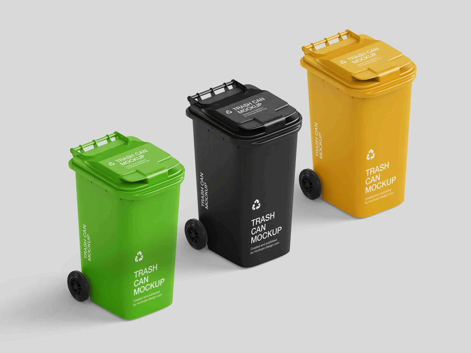 4942 5款极简可商用塑料环保回收垃圾桶外观设计展示PSD样机trash can mockup@GOOODME.COM