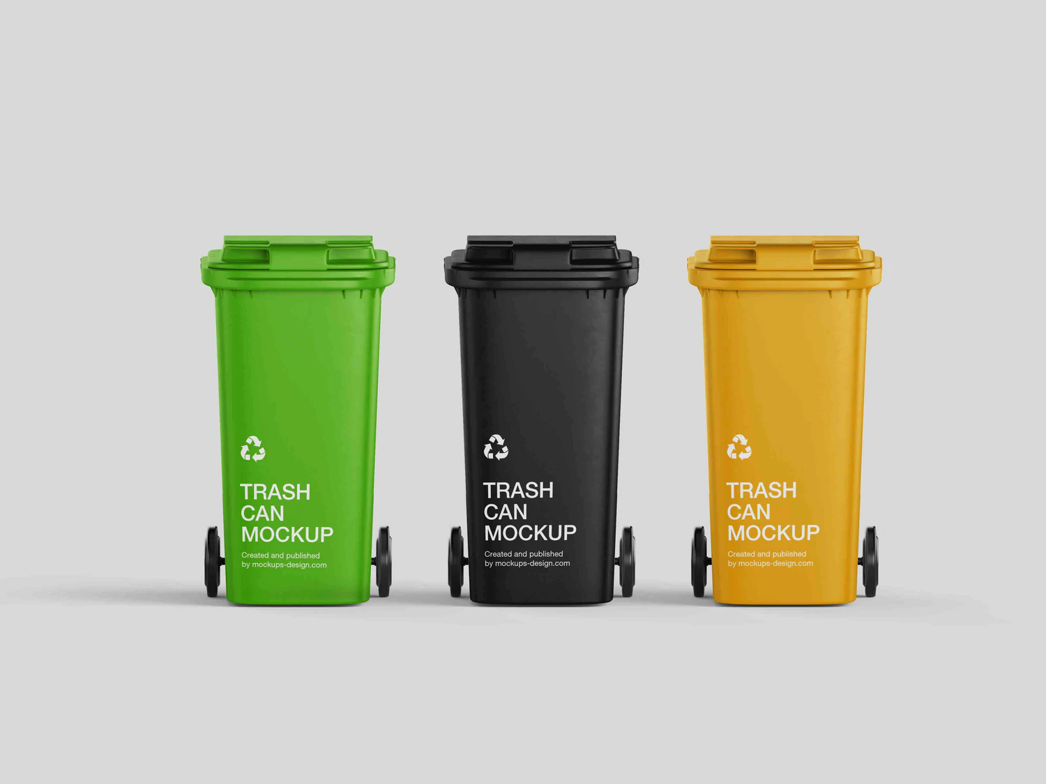 4942 5款极简可商用塑料环保回收垃圾桶外观设计展示PSD样机trash can mockup@GOOODME.COM