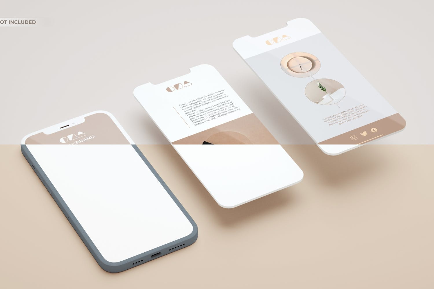 4948 桌面场景多屏手机展示UI设计作品集PS样机 Elegant iPhone Slides – Realistic Mockup@GOOODME.COM