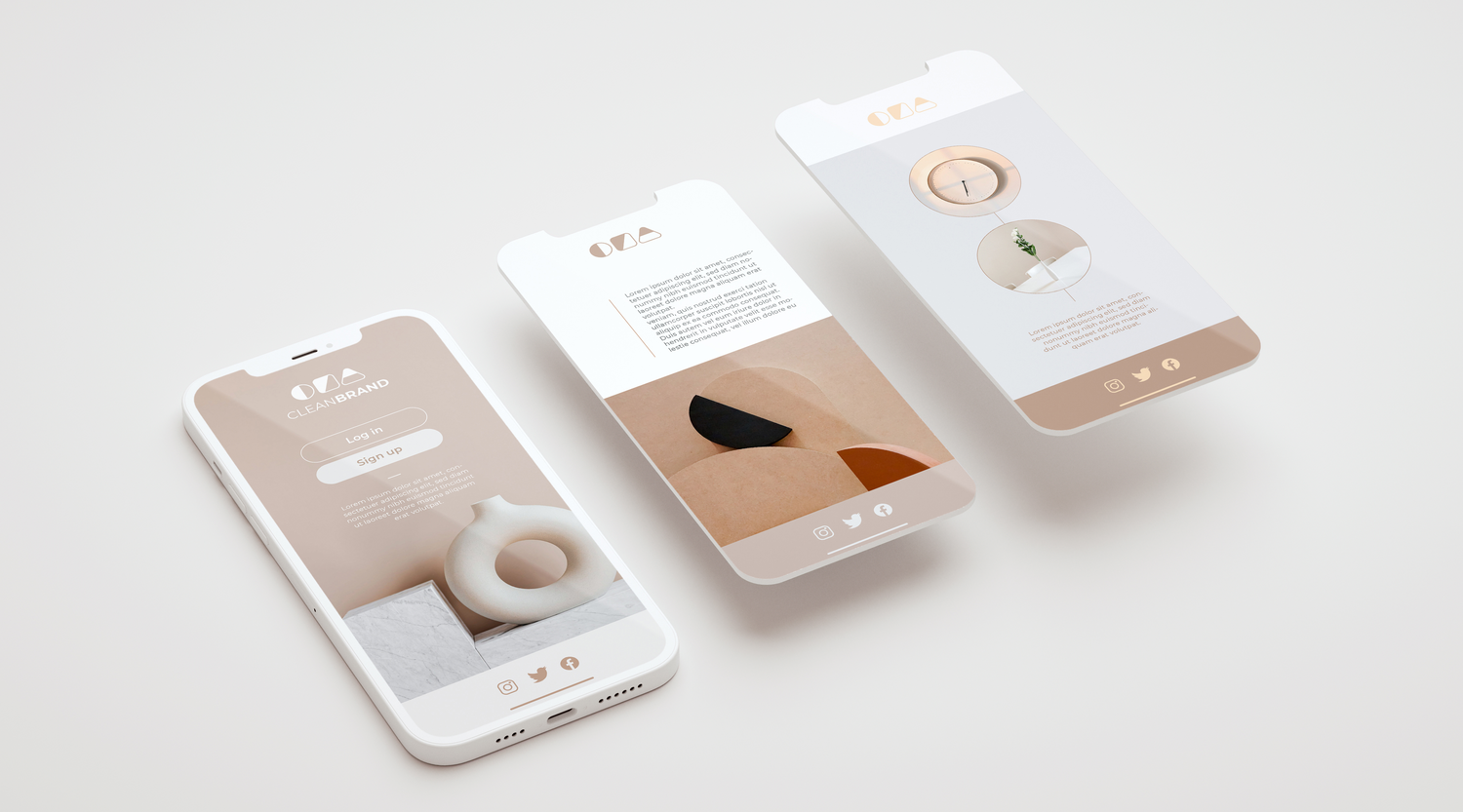 4948 桌面场景多屏手机展示UI设计作品集PS样机 Elegant iPhone Slides – Realistic Mockup@GOOODME.COM