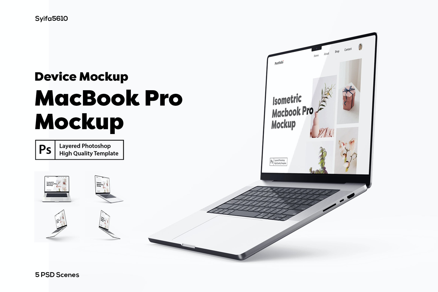 4954 5款笔记本电脑WEB设计展示UI样机 Macbook Pro Mockup@GOOODME.COM