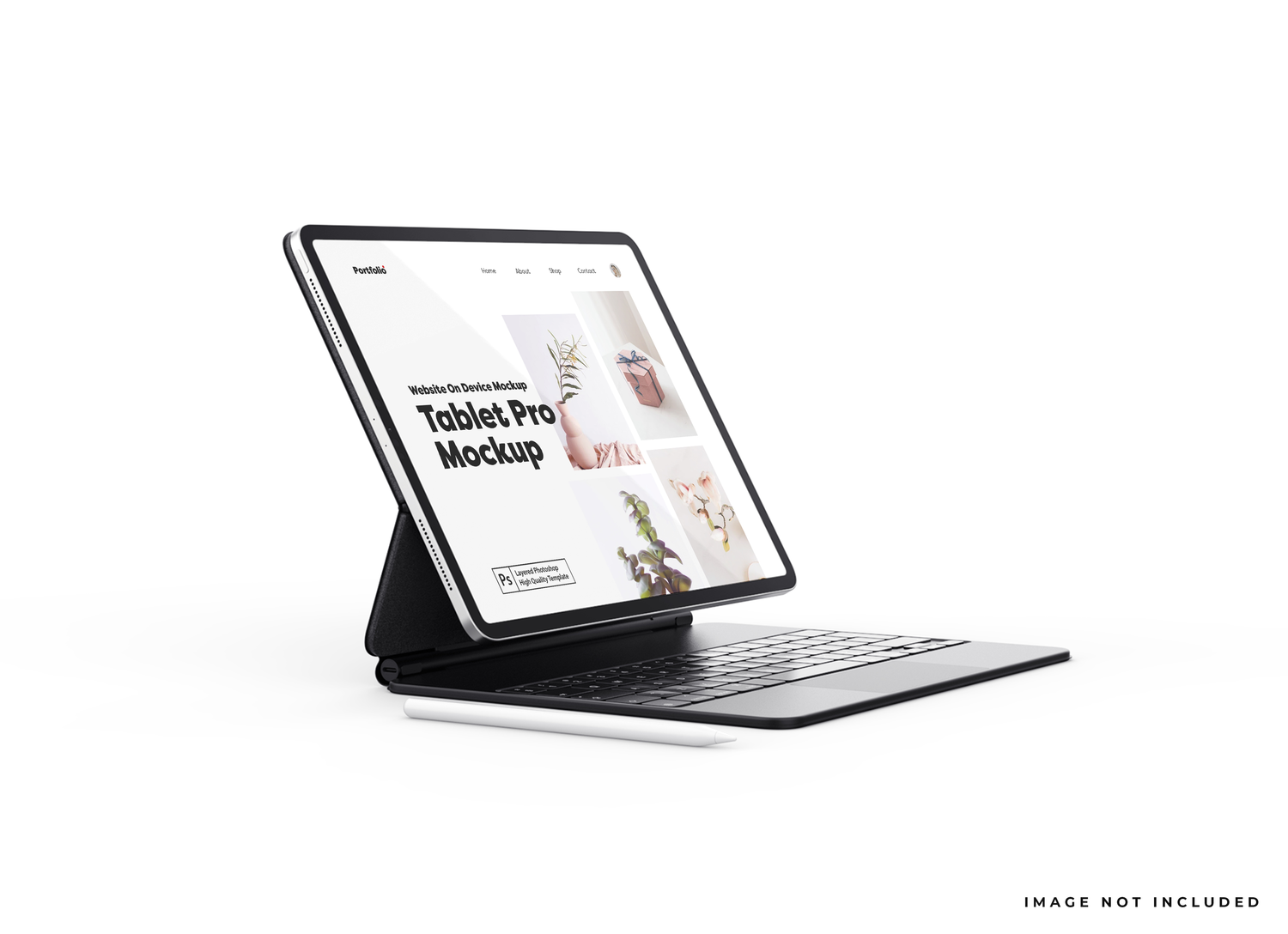 4955 6款带键盘平板电脑WEB设计UI展示PS样机 Ipad Pro With Magic Keyboard Mockup@GOOODME.COM