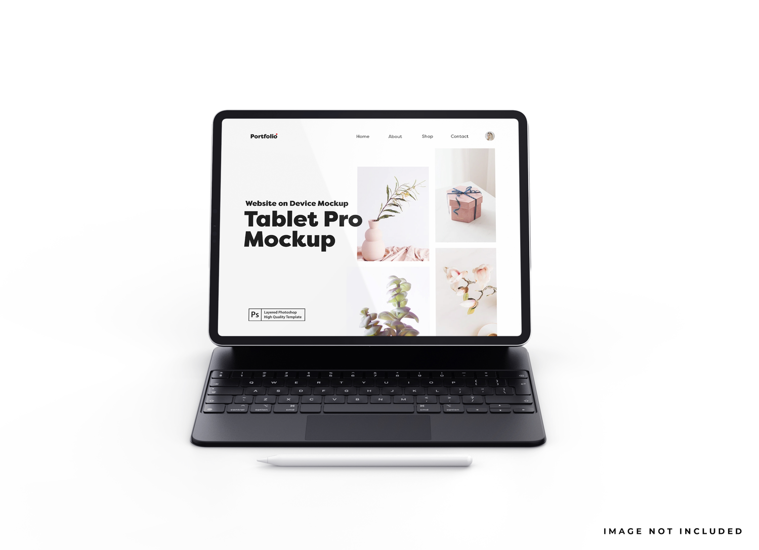 4955 6款带键盘平板电脑WEB设计UI展示PS样机 Ipad Pro With Magic Keyboard Mockup@GOOODME.COM