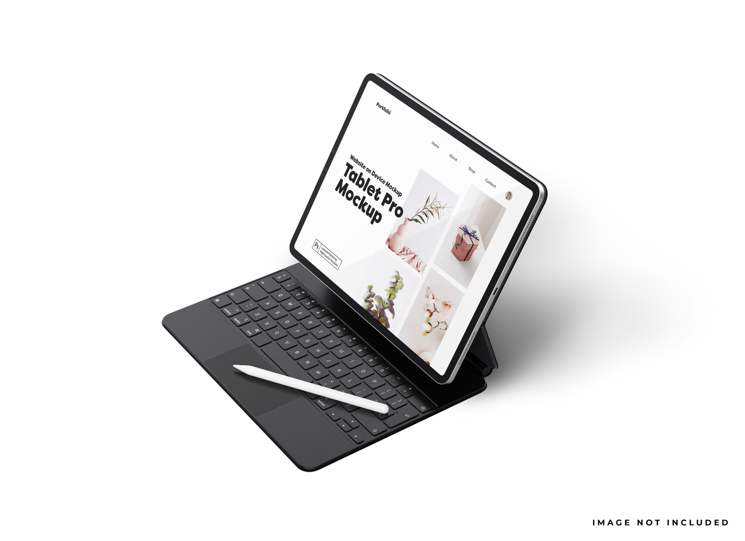 4955 6款带键盘平板电脑WEB设计UI展示PS样机 Ipad Pro With Magic Keyboard Mockup@GOOODME.COM