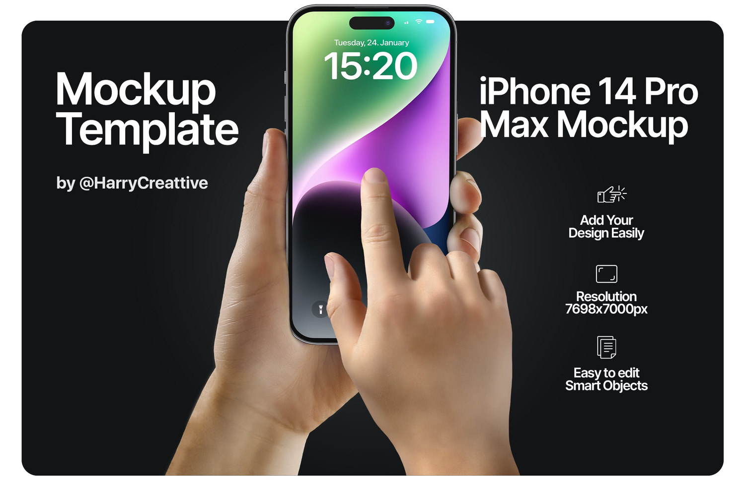 4978 手持手机iphone14 屏幕UI设计展示PS样机 iPhone Mockup@GOOODME.COM