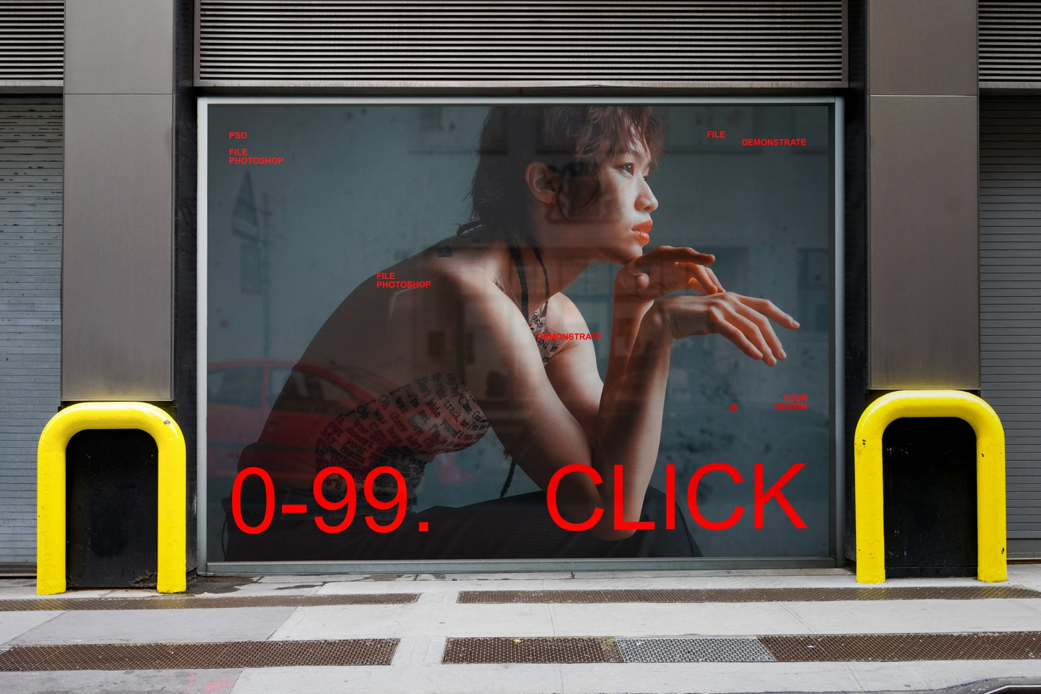 4996 户外街道商铺玻璃橱窗海报广告设计PS样机 Big Window Banner Mockup@GOOODME.COM