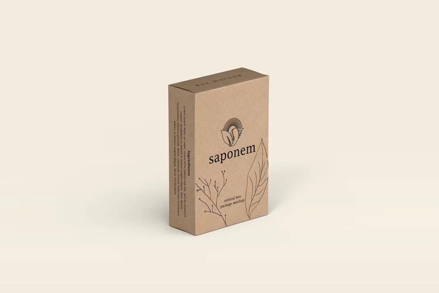 5016 11款长方形牛皮纸打包纸盒产品包装设计贴图ps样机素材展示效果图 Vertical Kraft Paper Box Soap Packaging Mockup@GOOODME.COM