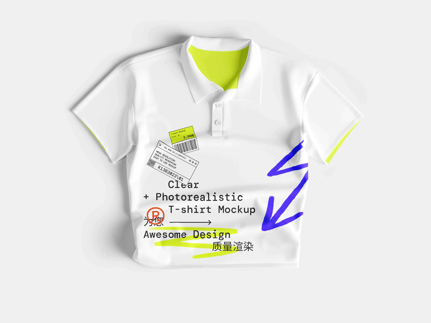 5035 32款3D立体短袖T恤polo衫背心服装设计贴图ps样机素材展示效果图 T-Shirt Mockups@GOOODME.COM