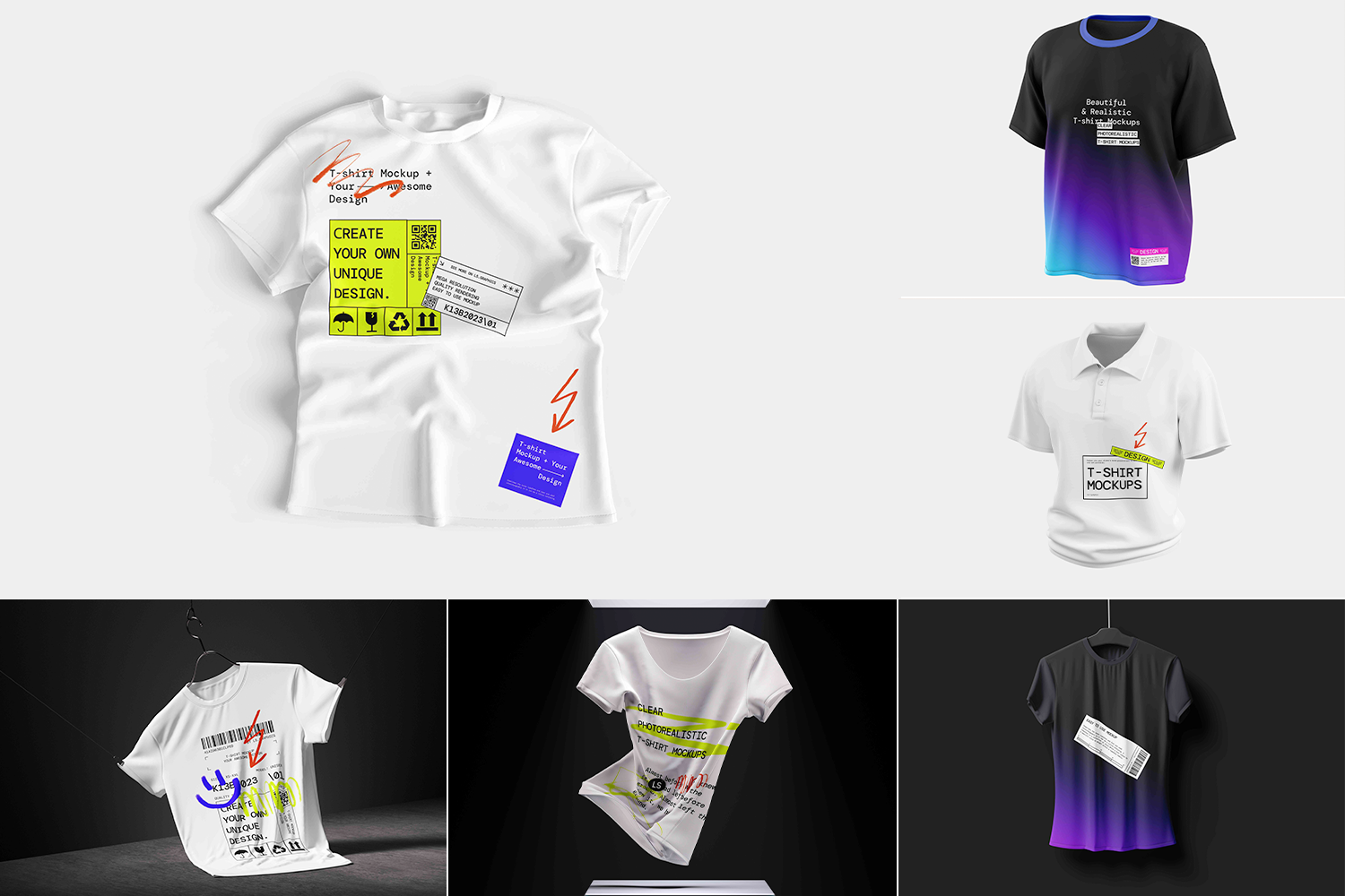 5035 32款3D立体短袖T恤polo衫背心服装设计贴图ps样机素材展示效果图 T-Shirt Mockups@GOOODME.COM
