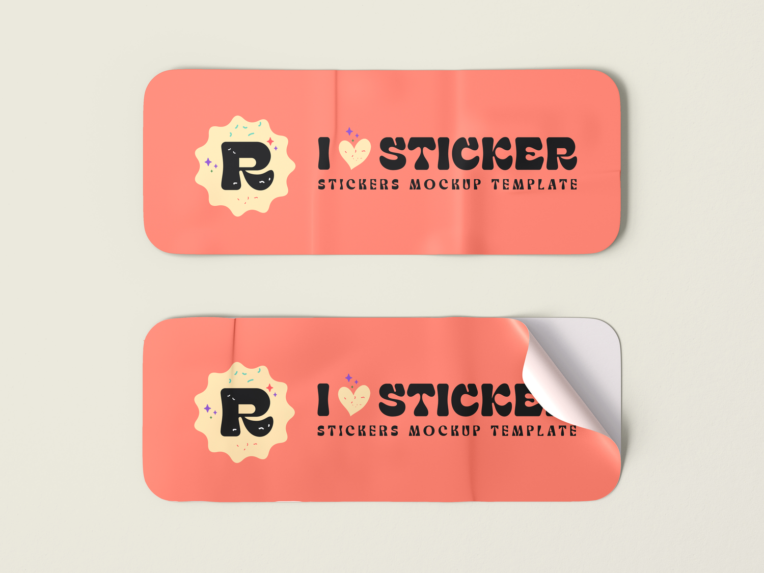 5052 10款褶皱不干胶标签贴纸设计PS样机合集 Round Sticker Psd Mockups Pack@GOOODME.COM