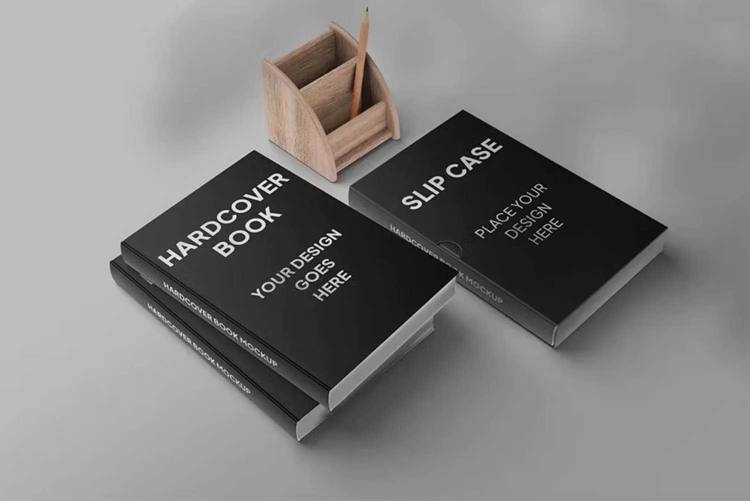 5055 5款硬壳书籍画册封面包装设计PS样机 Hardcover Book Mockup Photoshop Template@GOOODME.COM