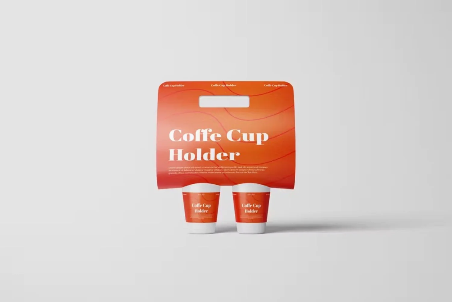 5061 4款手提外卖咖啡果汁奶茶饮品打包包装设计PS样机 Coffe Cup Holder Mockup@GOOODME.COM