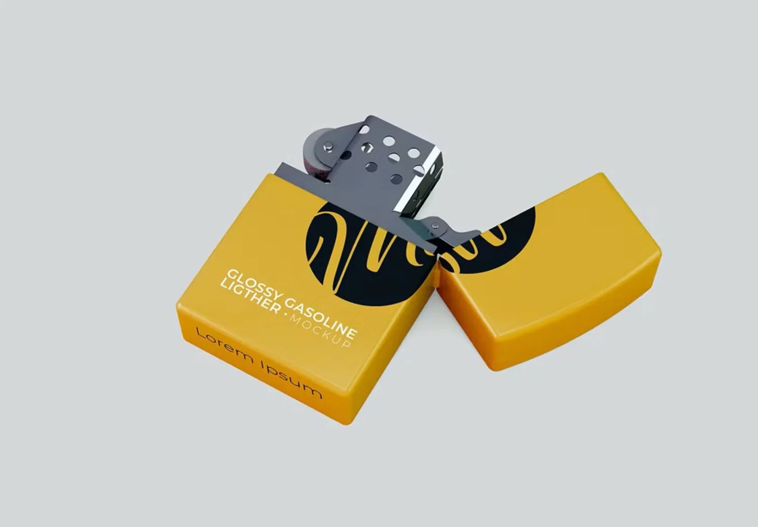 5068 5款复古打火机设计PS样机 Glossy Gasoline Lighter Mockup Set@GOOODME.COM