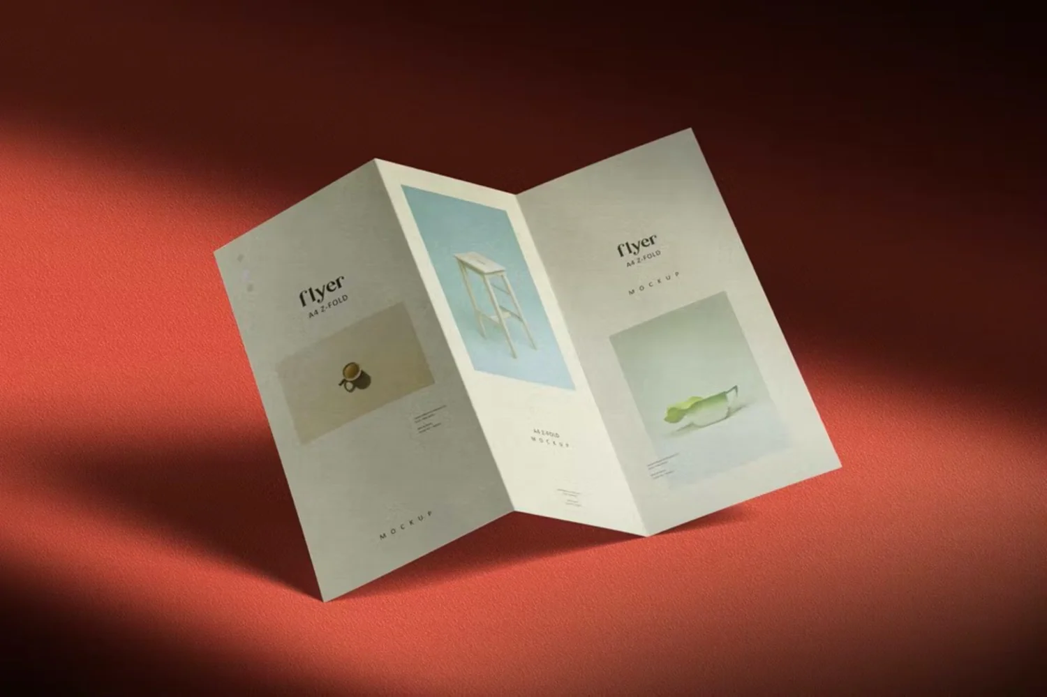 5072 5款三折页海报宣传单设计PS样机 A4 Z Fold Flyer Mockups@GOOODME.COM