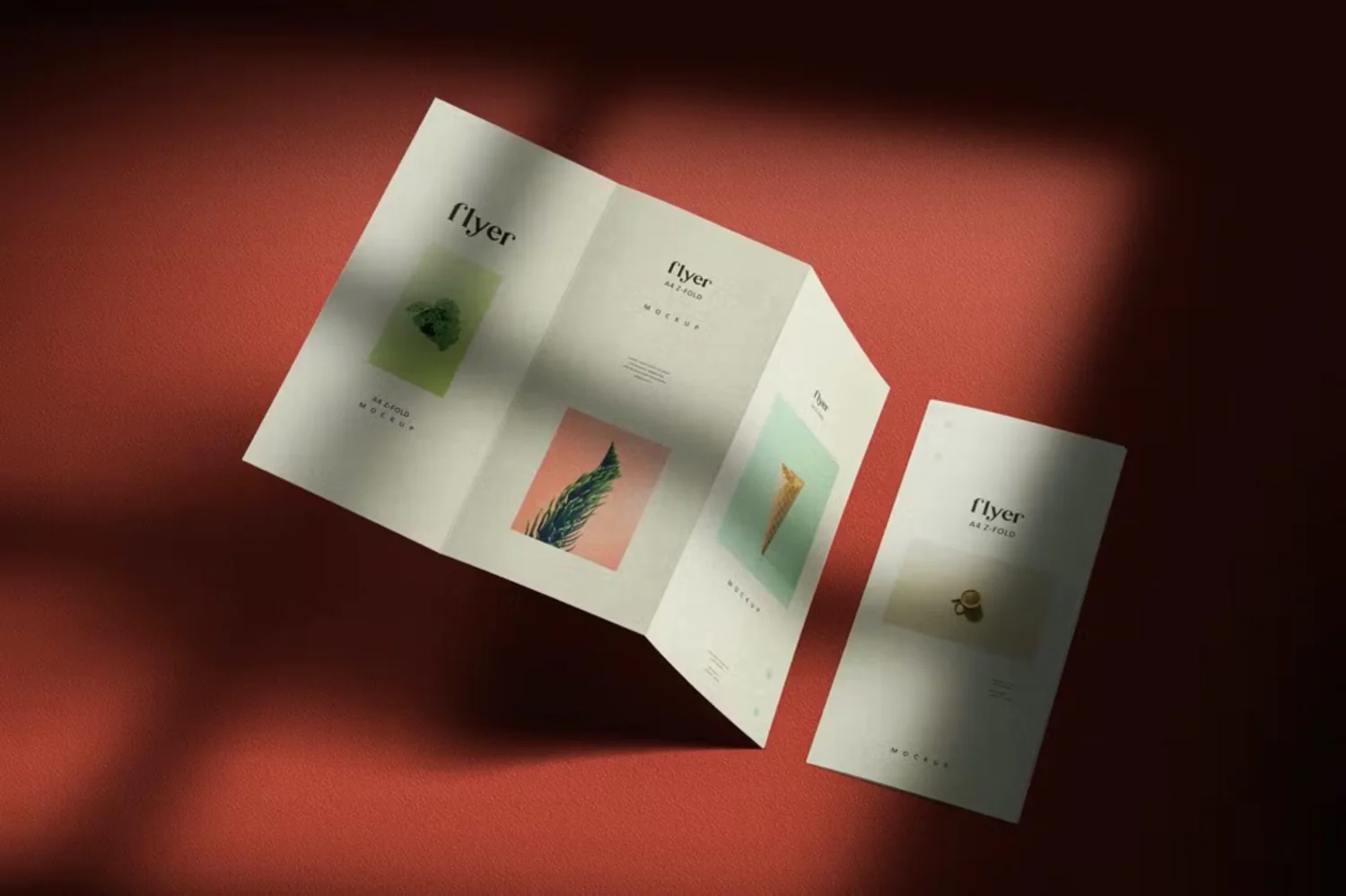5072 5款三折页海报宣传单设计PS样机 A4 Z Fold Flyer Mockups@GOOODME.COM