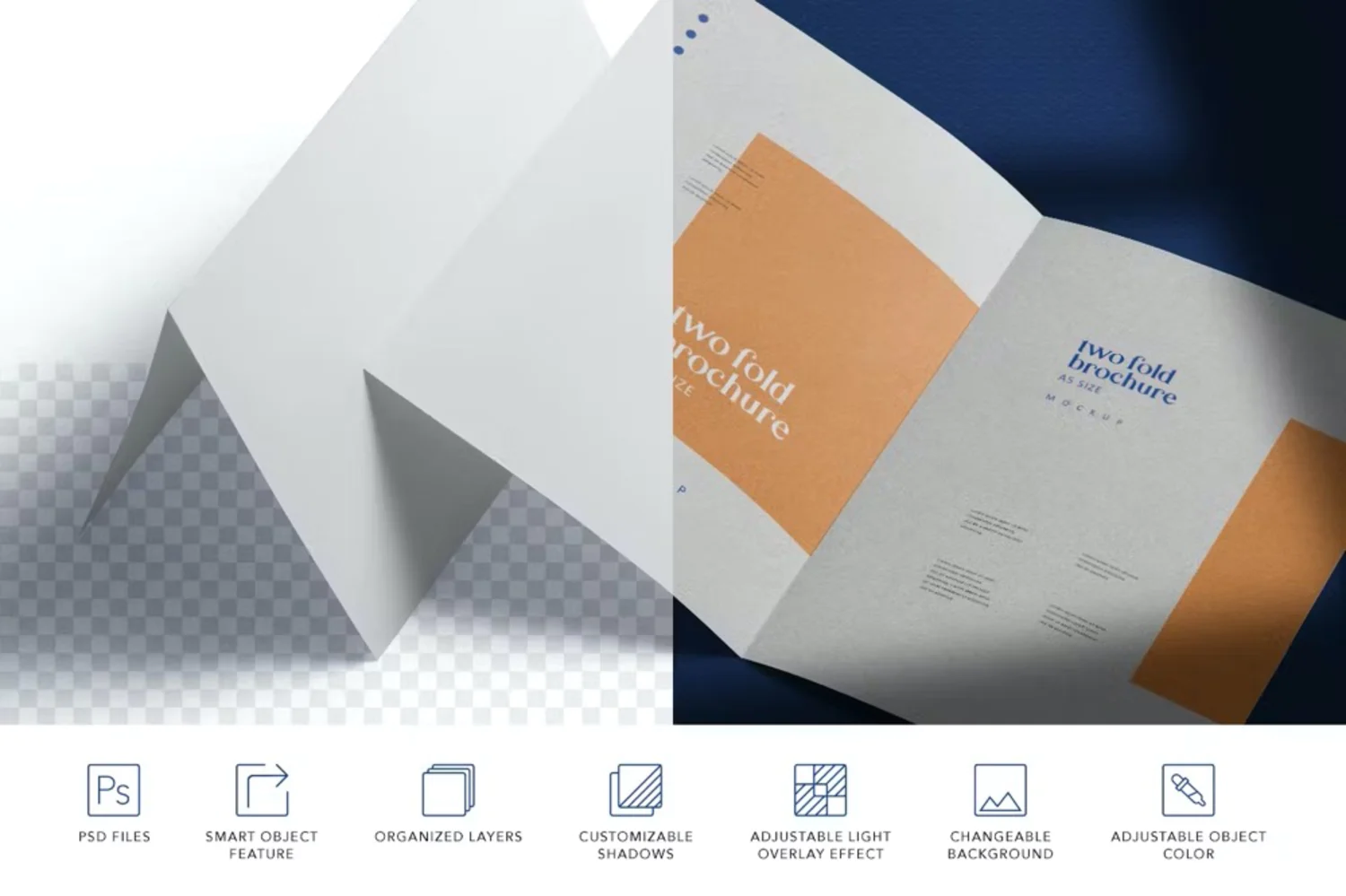 5073 5款A4对折页房设计PS样机 A5 Two Fold Brochure Mockups@GOOODME.COM