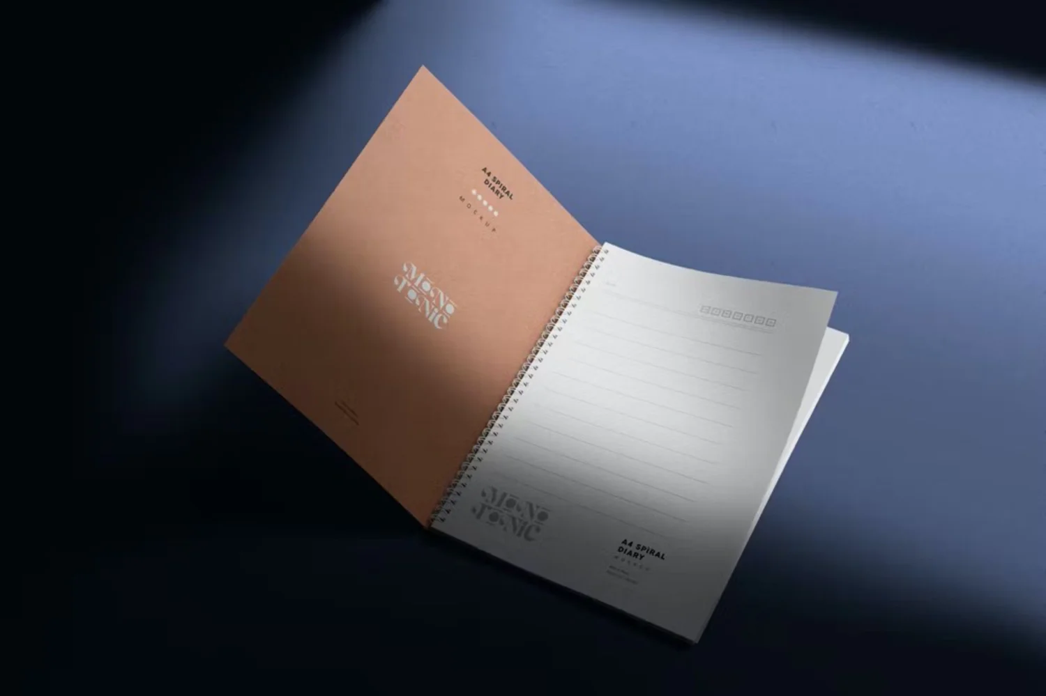 5076 4款螺旋日记笔记本设计PS样机 A4 Spiral Diary Mockups@GOOODME.COM