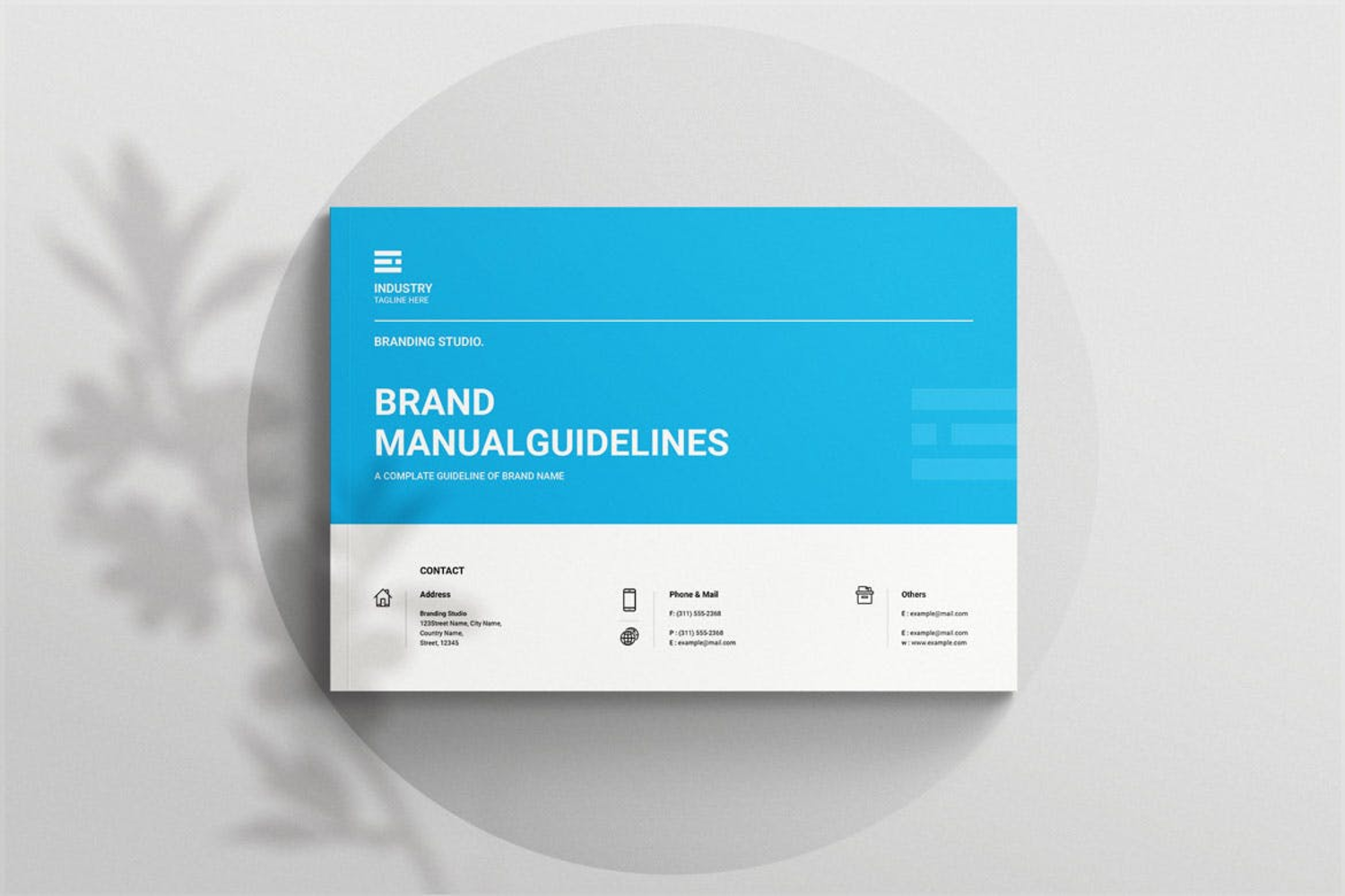 5092 16页蓝色高端充满细节的VI样机PSD素材包（INDD） Brand Manual Guidelines Template Landscape@GOOODME.COM