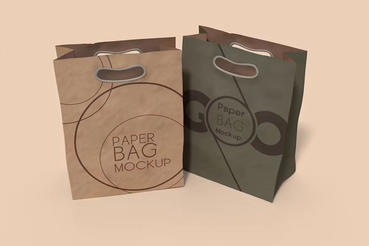 5118 时尚便携牛皮纸手提包装袋设计展示 PSD 样机Paper Bag Mockup@GOOODME.COM