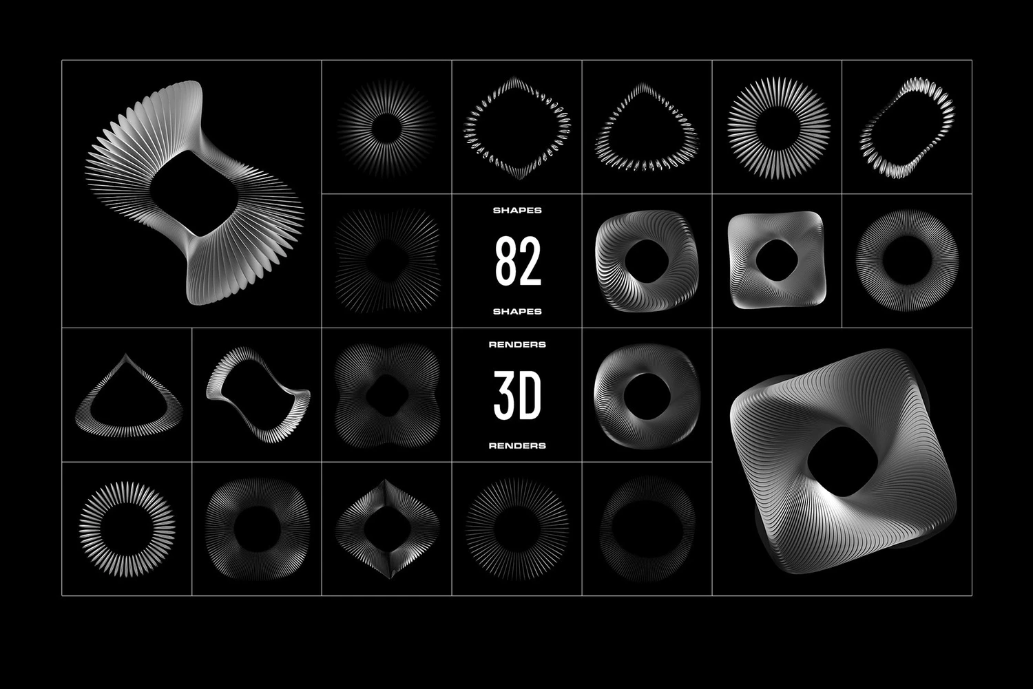 5129 82款未来科幻抽象艺术3D立体镀铬金属不规则几何图形png免抠素材 3D Chrome Circles@GOOODME.COM