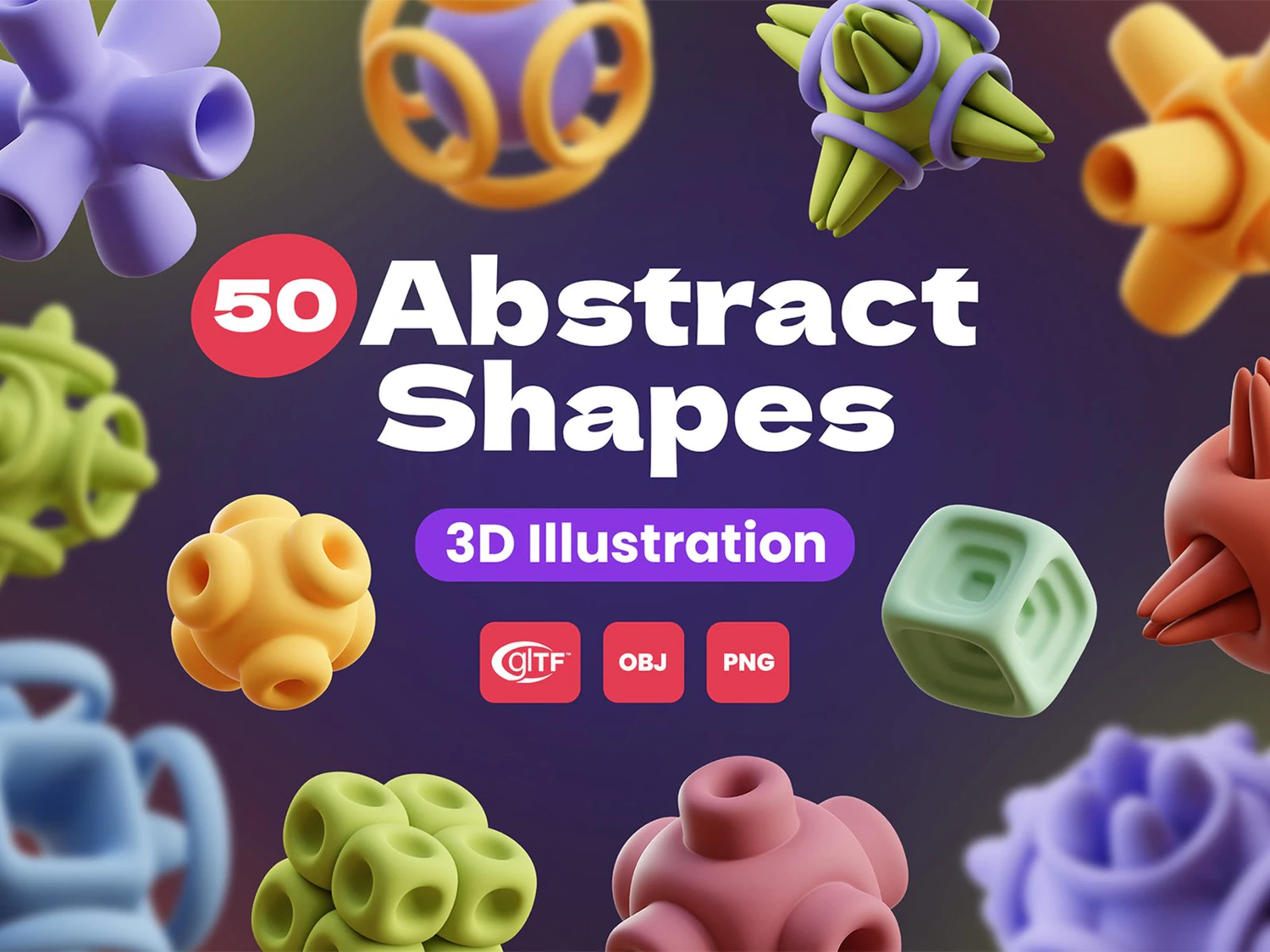 5133 创意立体抽象形状的3d立体插画模型素材-Abstract Shapes@GOOODME.COM