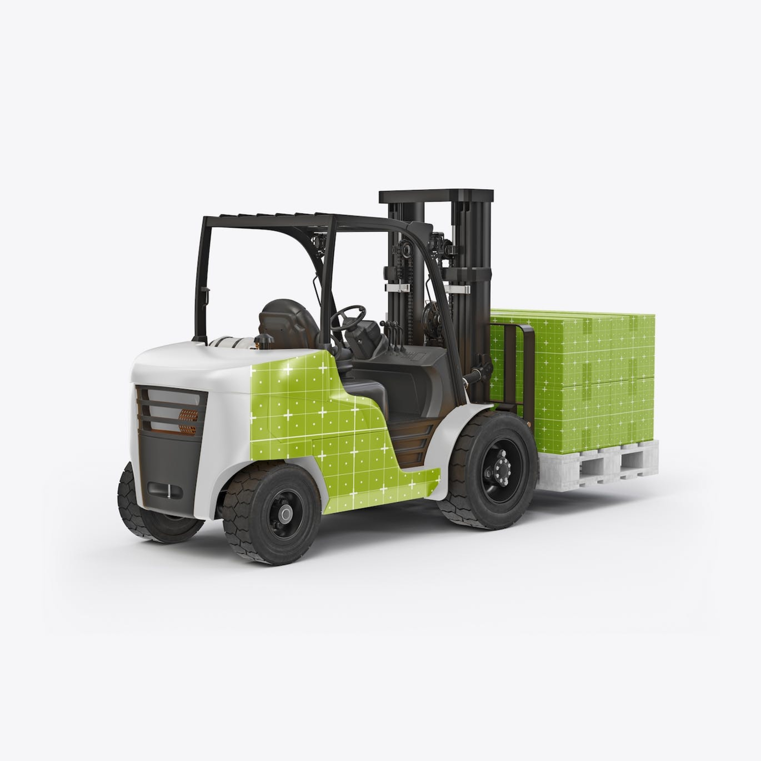 5143 叉车货物纸箱外包装设计样机set-forklift-with-boxes-mockup@GOOODME.COM