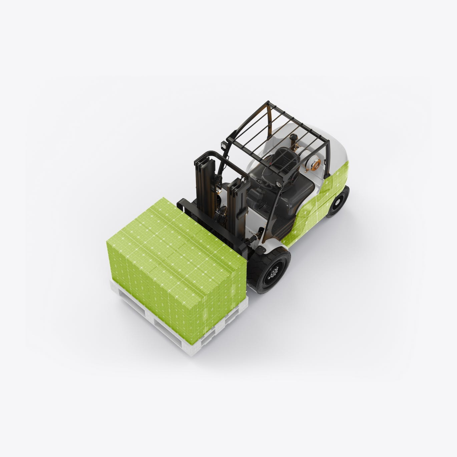 5143 叉车货物纸箱外包装设计样机set-forklift-with-boxes-mockup@GOOODME.COM