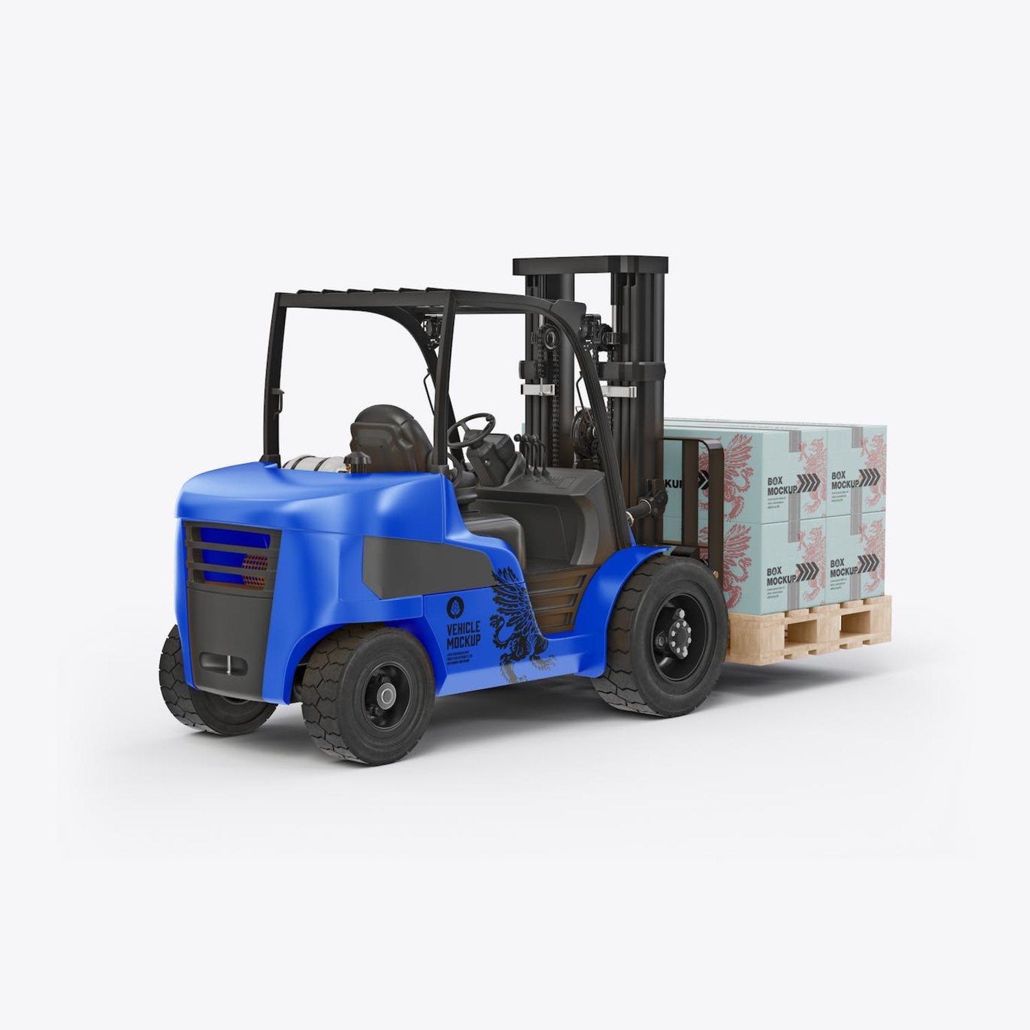 5143 叉车货物纸箱外包装设计样机set-forklift-with-boxes-mockup@GOOODME.COM