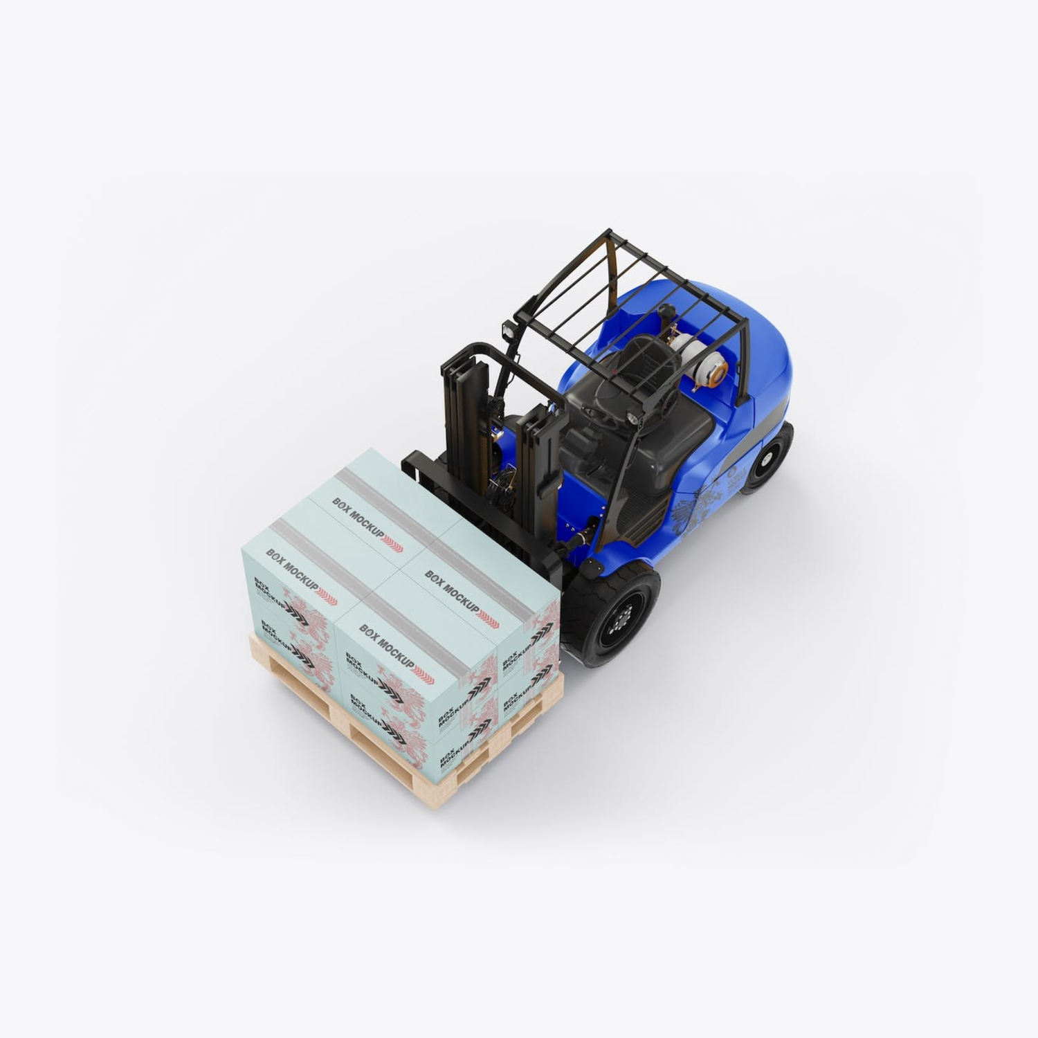 5143 叉车货物纸箱外包装设计样机set-forklift-with-boxes-mockup@GOOODME.COM