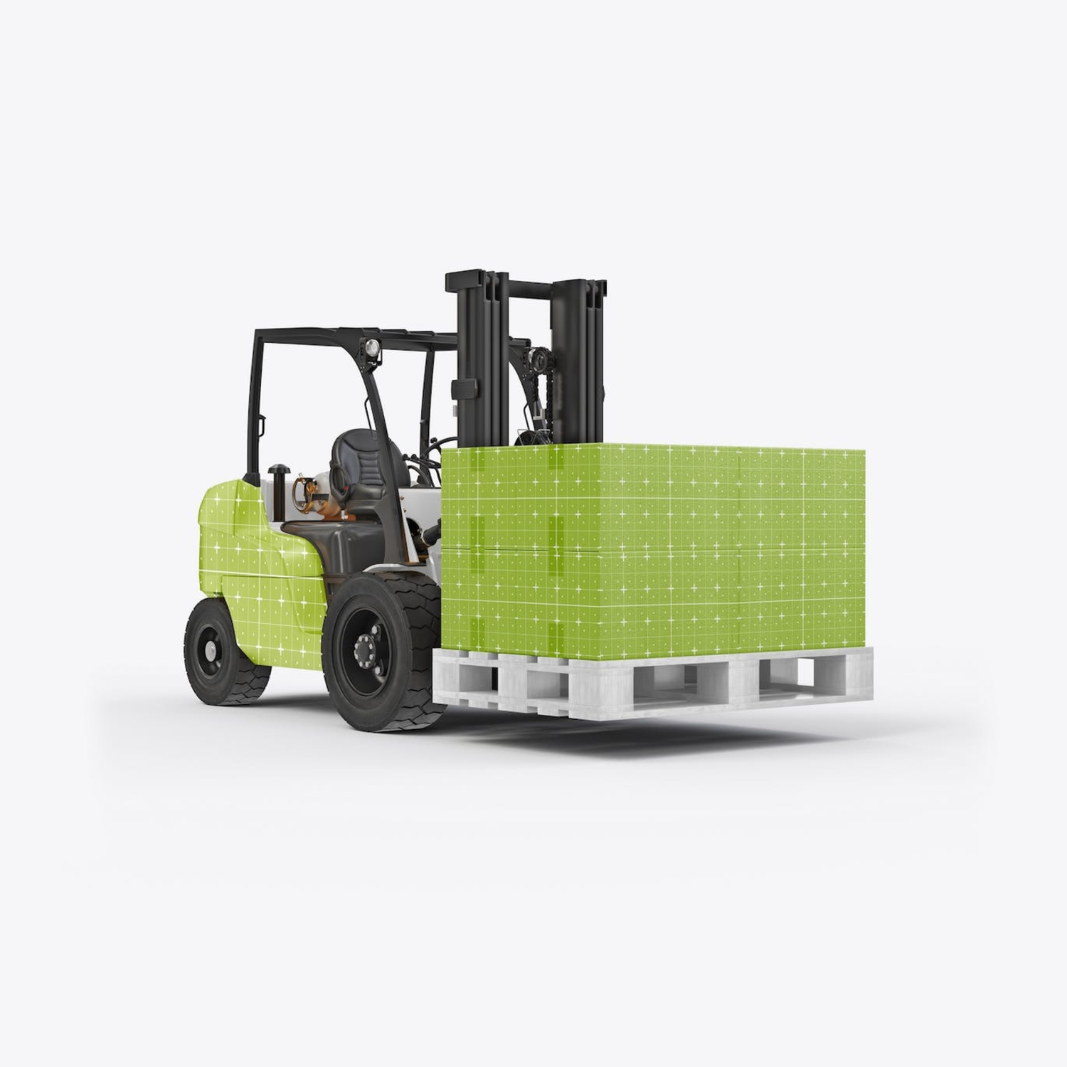 5143 叉车货物纸箱外包装设计样机set-forklift-with-boxes-mockup@GOOODME.COM