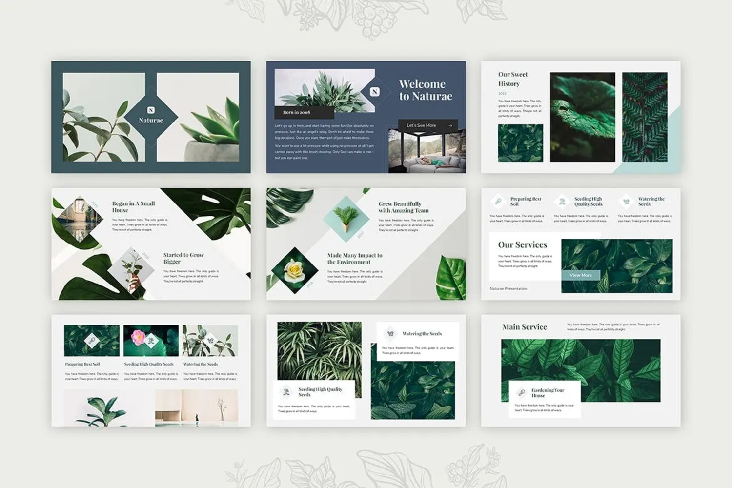 5166 高质量定制化绿色植物主题课件PPT模板幻灯片 naturae-powerpoint-presentation-template@GOOODME.COM