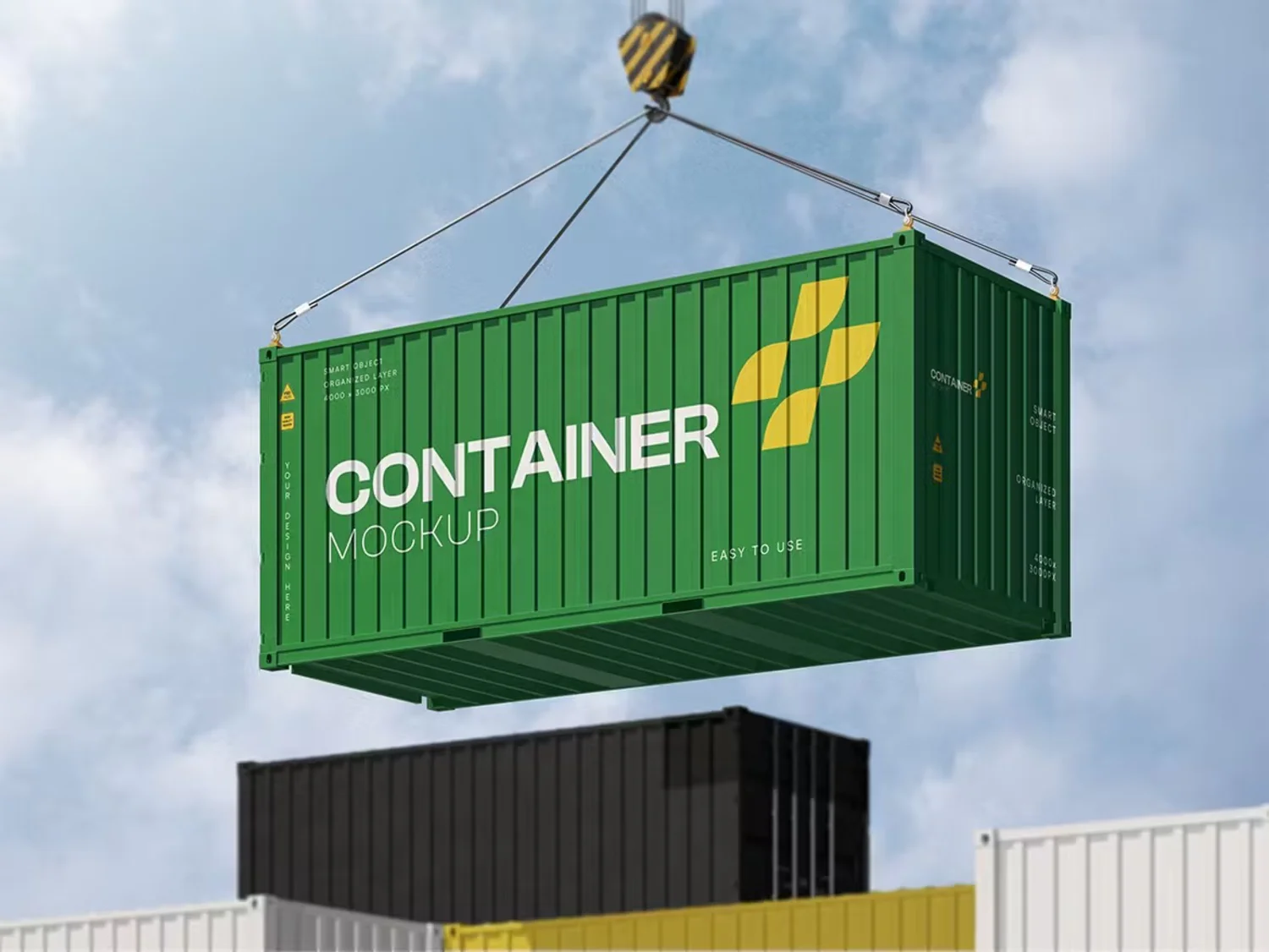 5198 逼真运输集装箱模型PSD设计智能贴图样机2 Shipping Container Mockup@GOOODME.COM