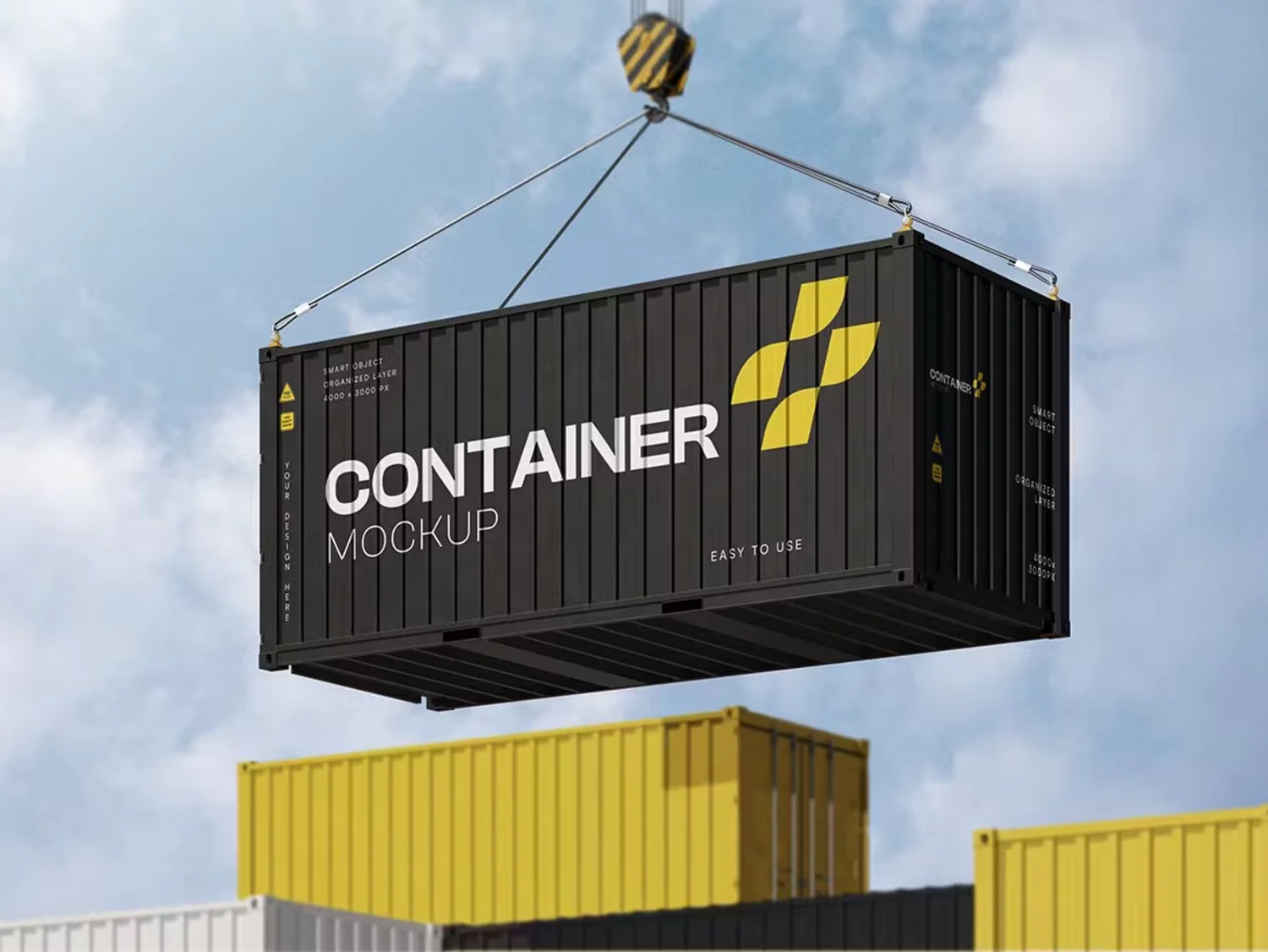 5198 逼真运输集装箱模型PSD设计智能贴图样机2 Shipping Container Mockup@GOOODME.COM