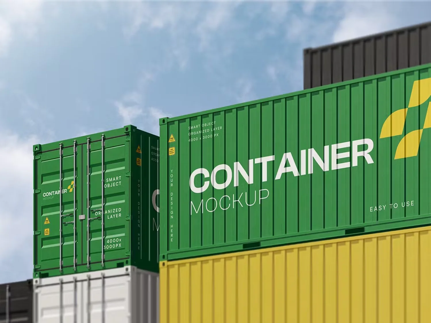 5199 逼真运输集装箱模型PSD设计智能贴图样机 Shipping Container Mockup@GOOODME.COM