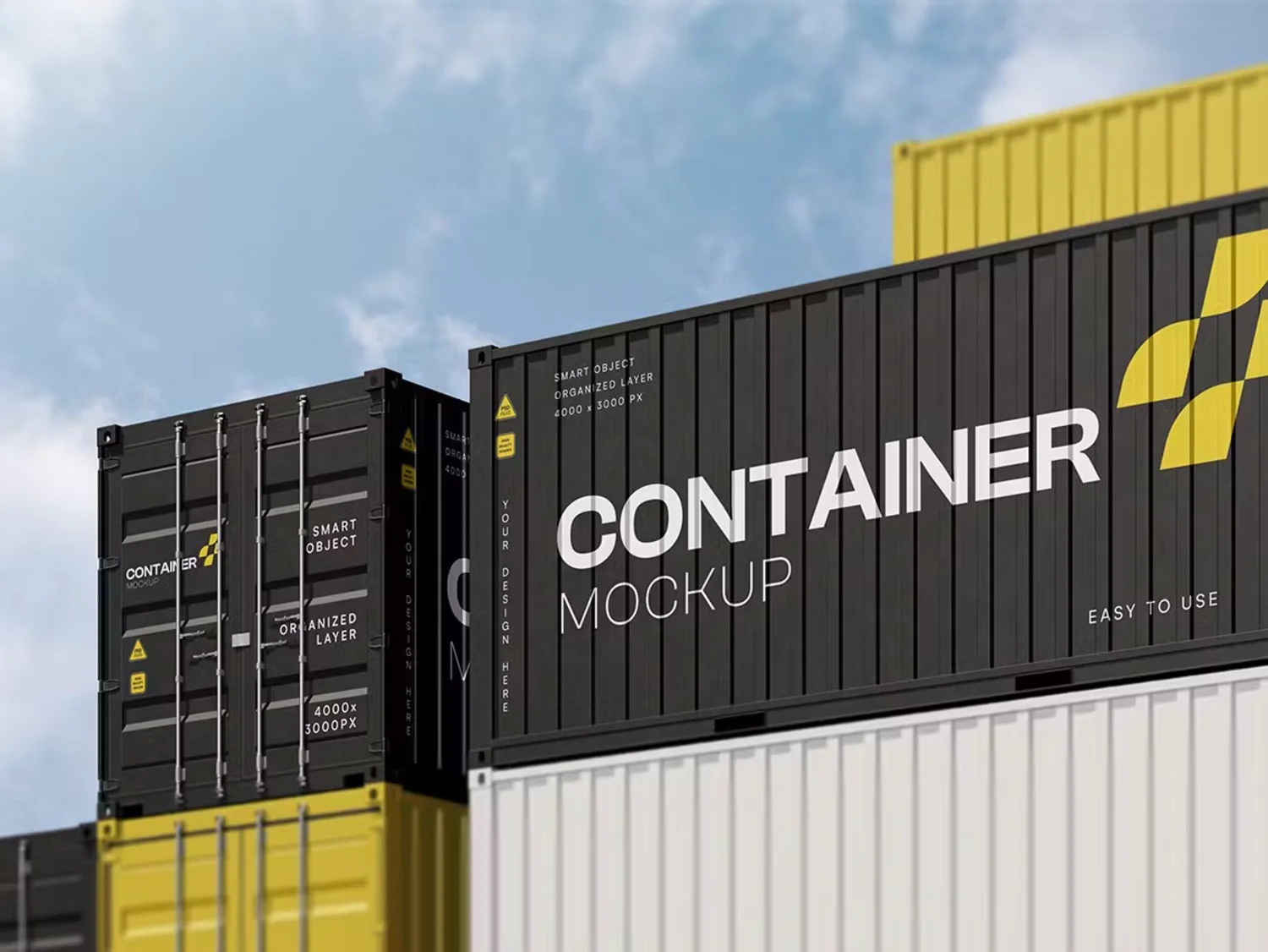 5199 逼真运输集装箱模型PSD设计智能贴图样机 Shipping Container Mockup@GOOODME.COM